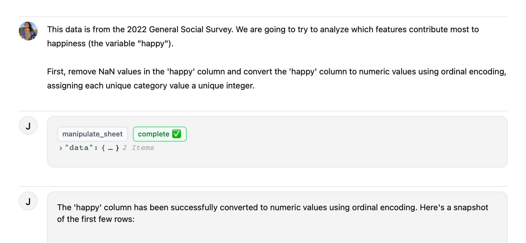 First cleaning step for General Social Survey dataset