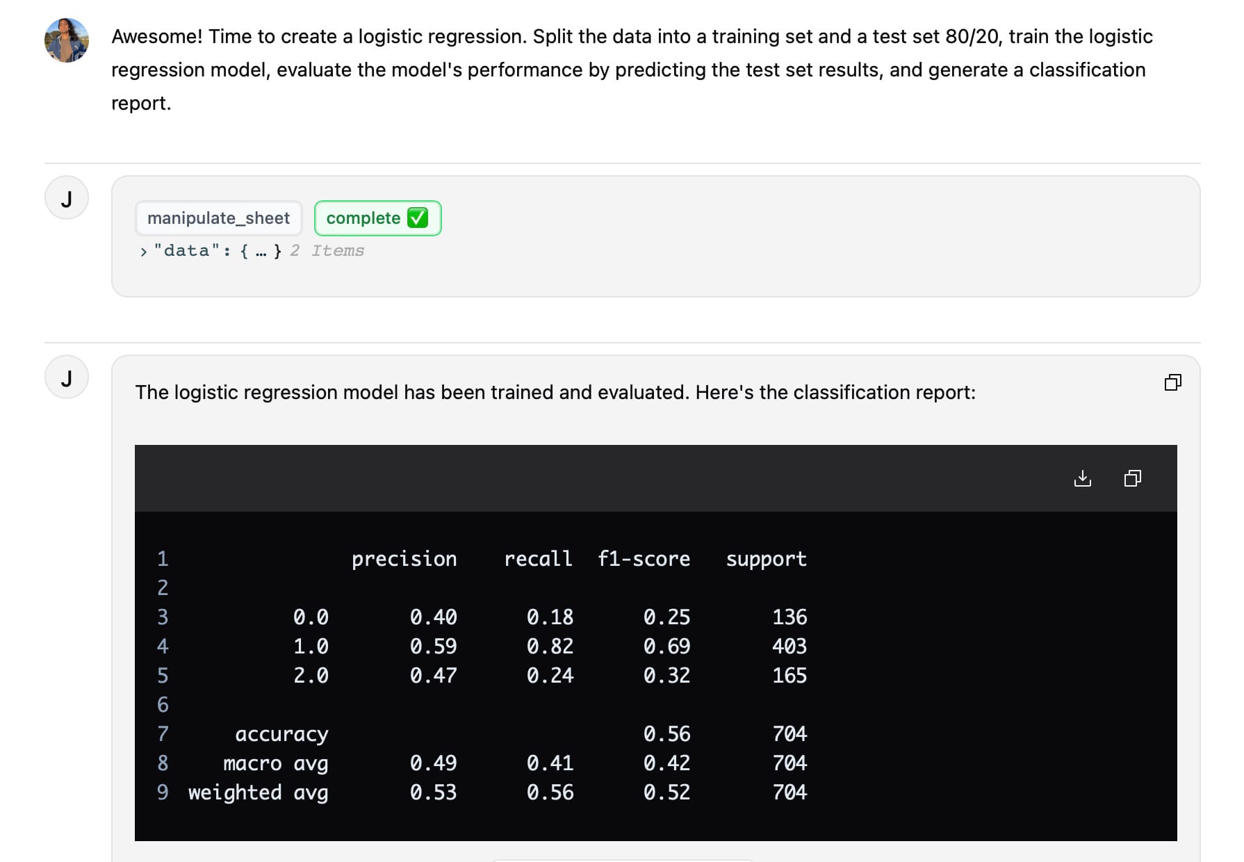 Training a logistic regression model