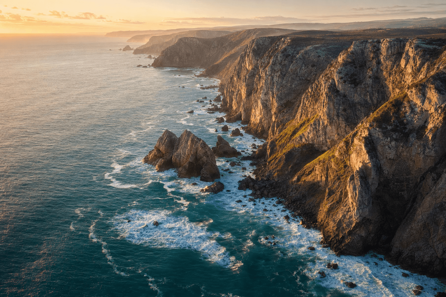 Coastal cliffs at sunset