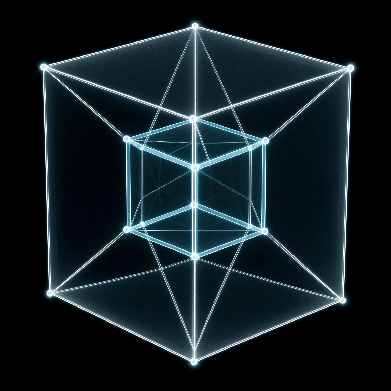 Glowing hypercube tesseract