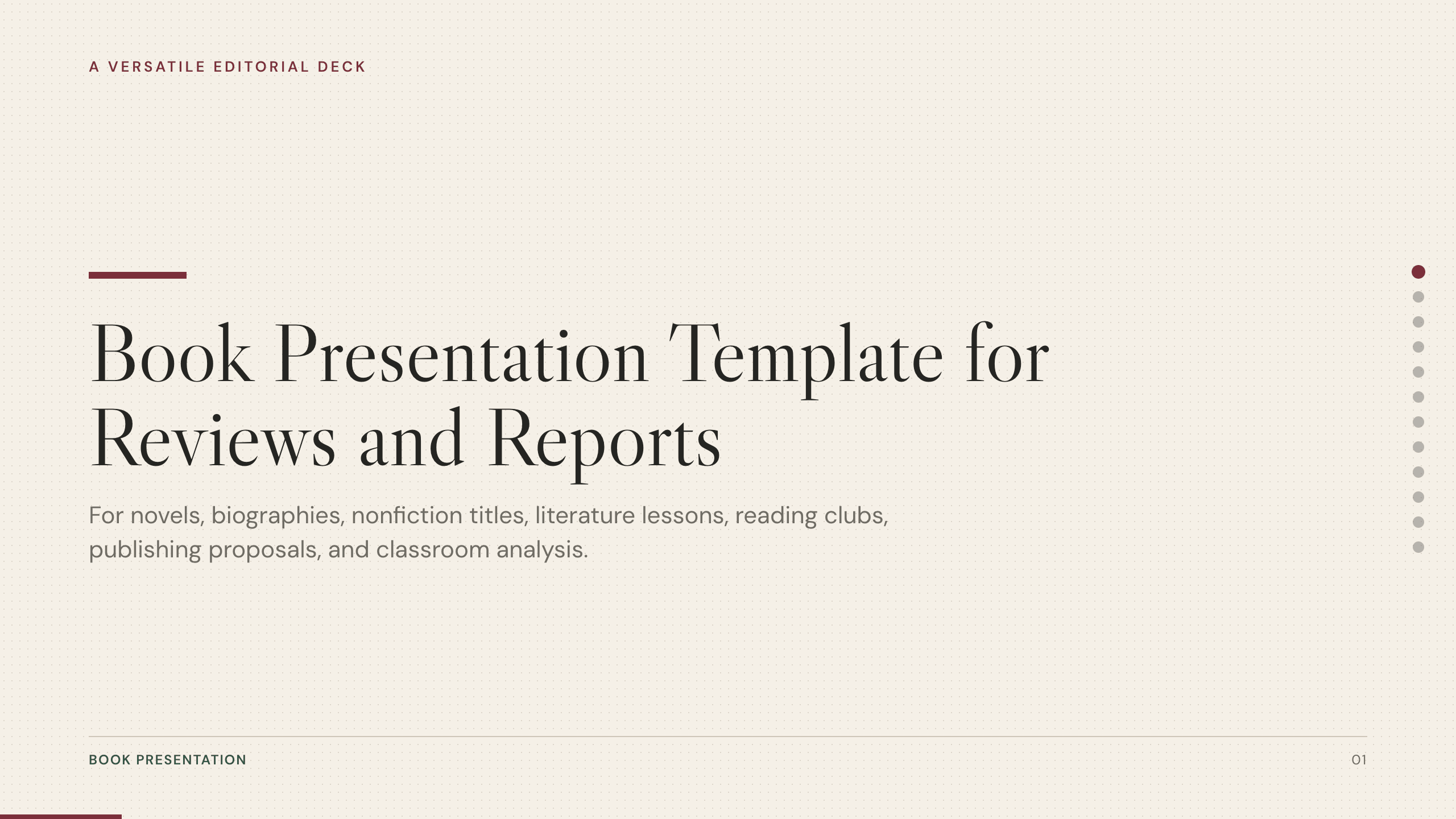 Book Presentation Template example deck made in Julius