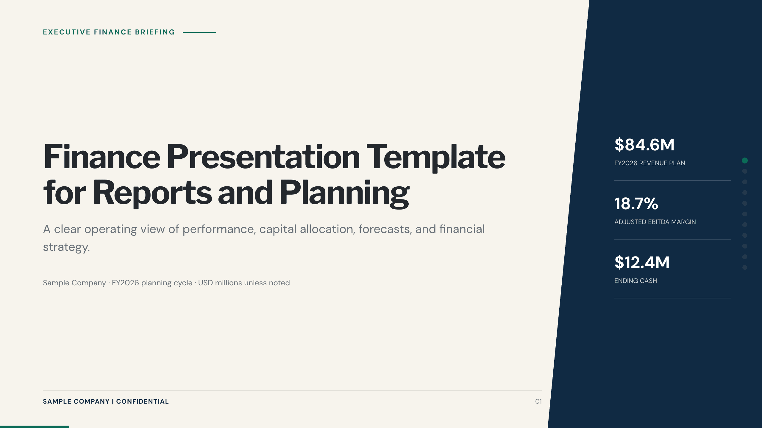 Finance Presentation Template example deck made in Julius