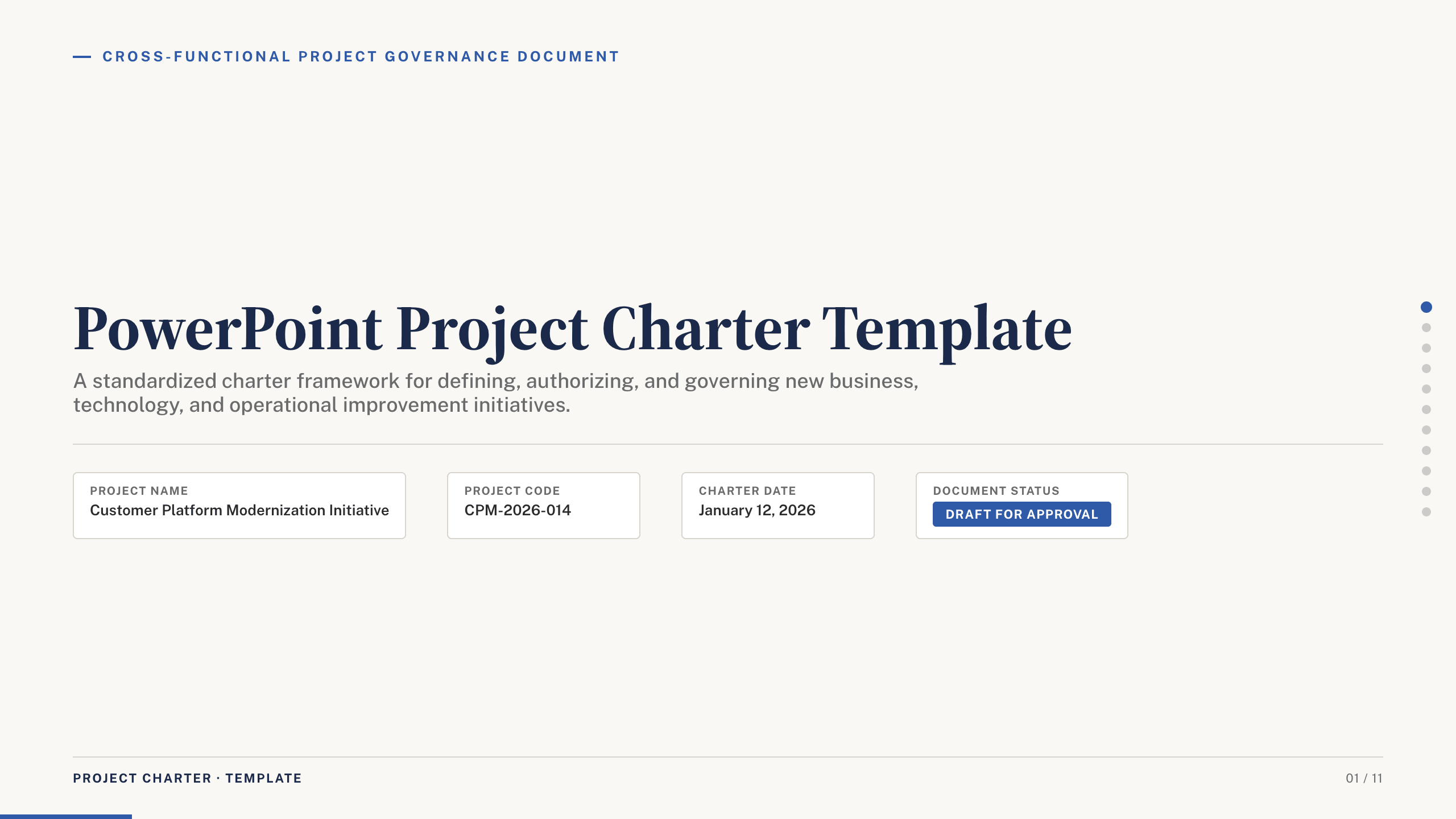 PowerPoint Project Charter Template example deck made in Julius