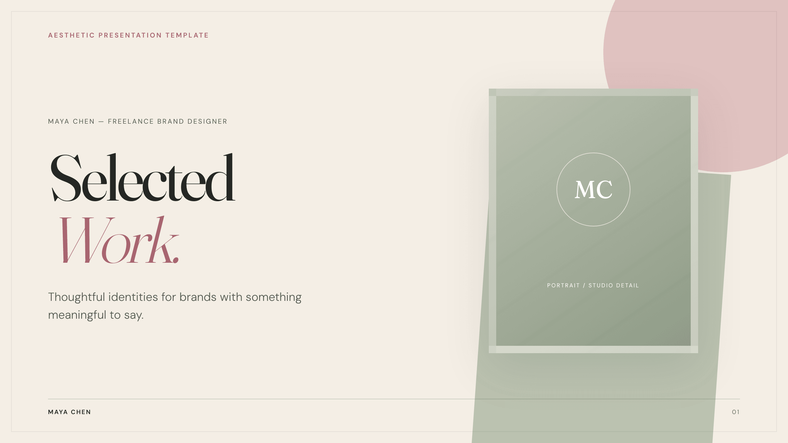 Creative brand design portfolio example deck made in Julius