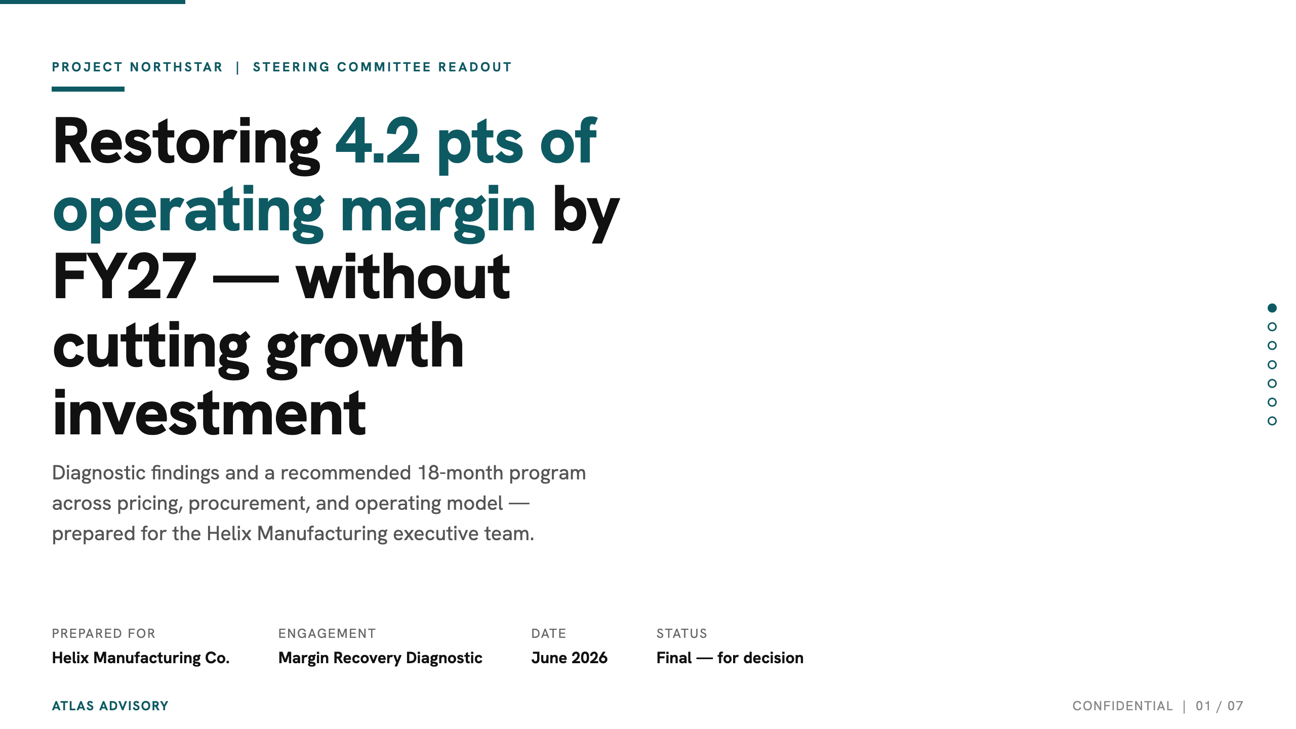 Margin recovery brief example deck made in Julius