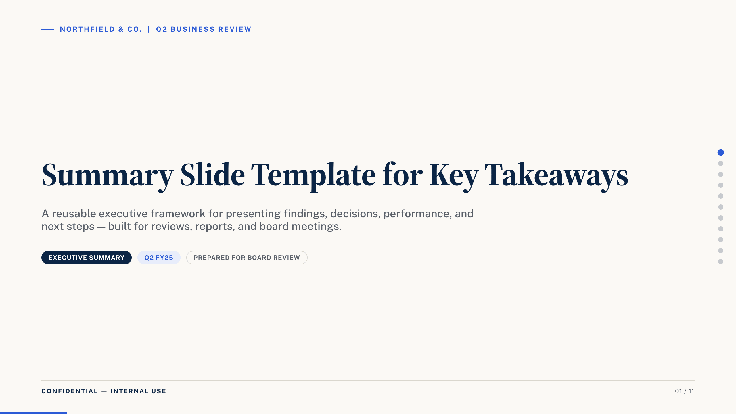 Summary Slide Template example deck made in Julius