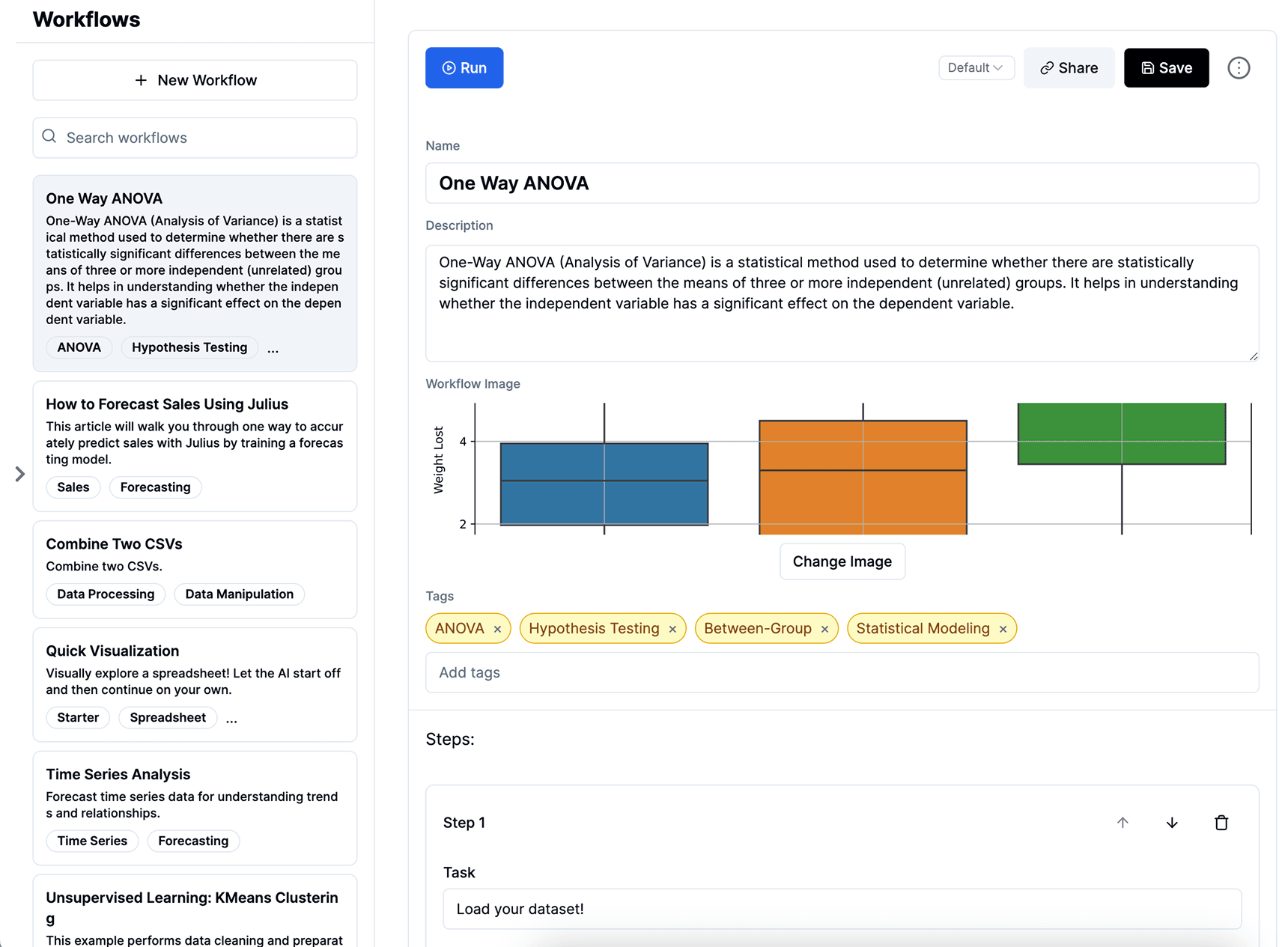 Workflows Screenshot