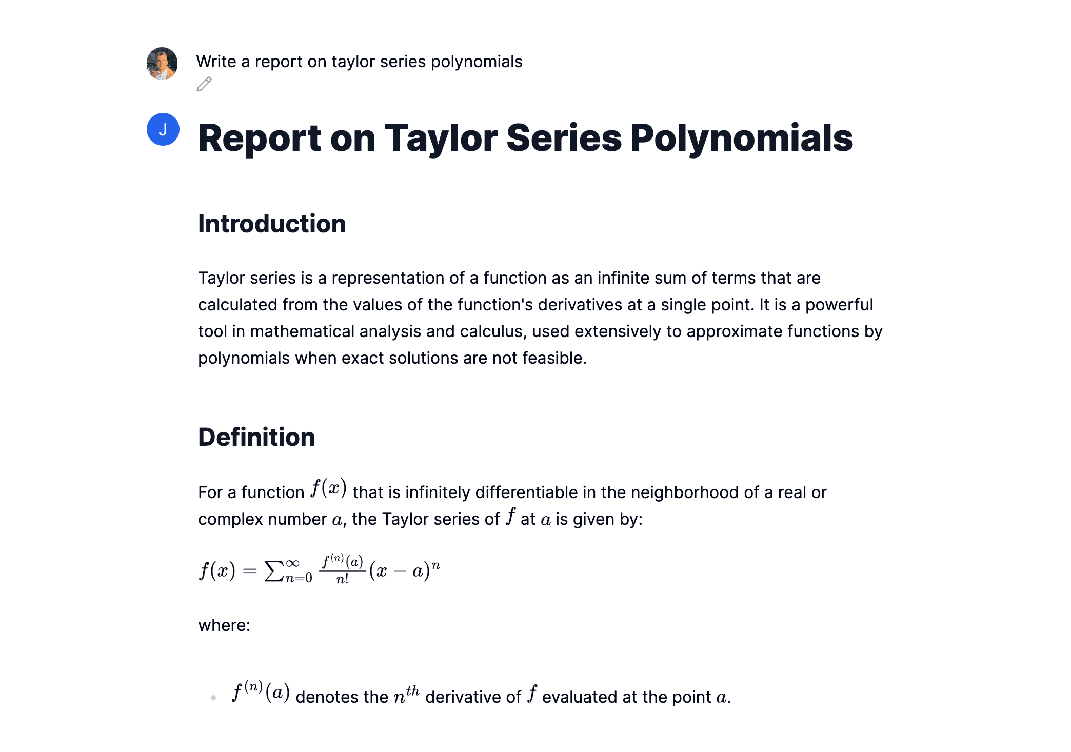 Rapport écrit sur les polynômes de la série de Taylor.